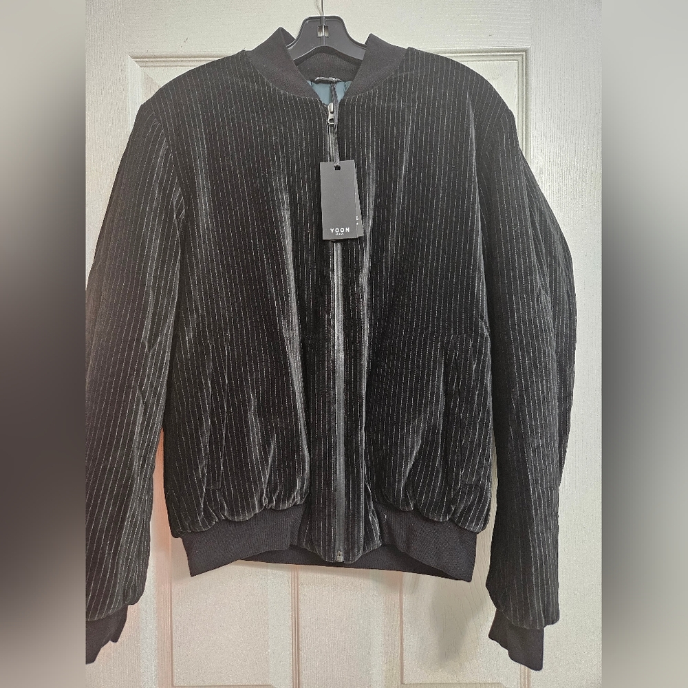 YOON Black Velvet Bomber Jacket